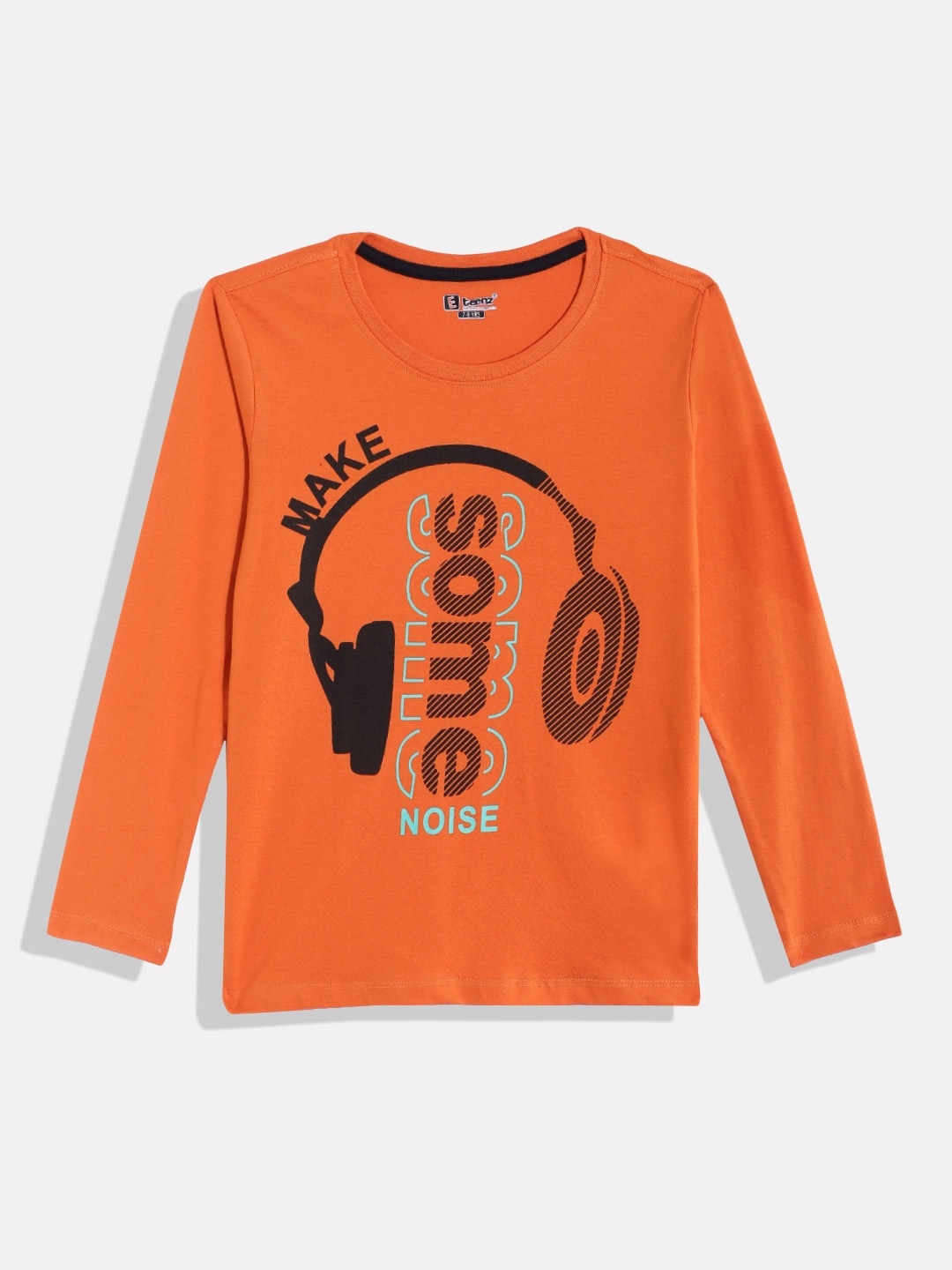 

Eteenz Boys Printed Premium Cotton T-shirt, Orange