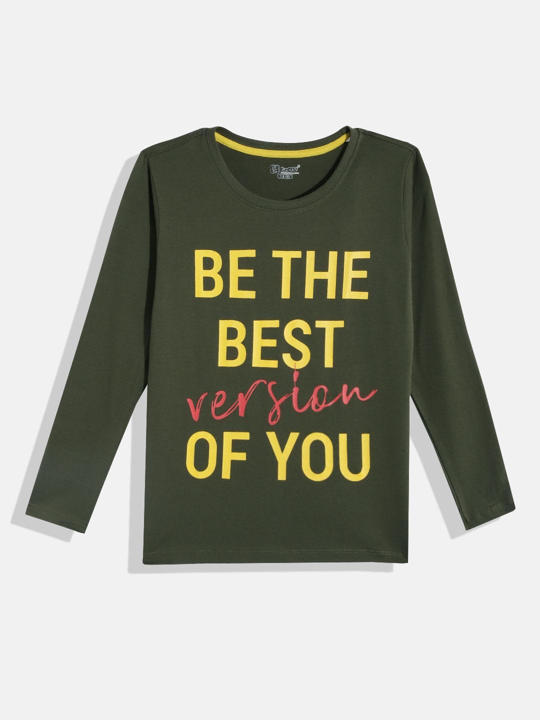 

Eteenz Boys Premium Cotton Typography Printed T-shirt, Olive