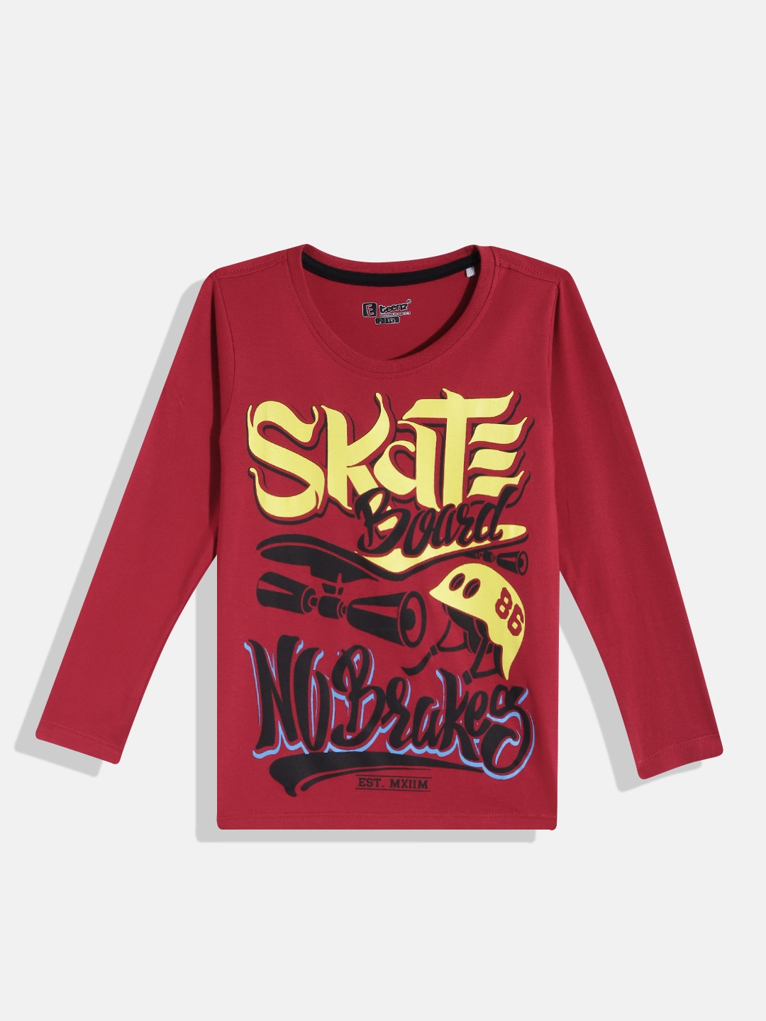 

Eteenz Boys Printed Premium Cotton T-shirt, Red