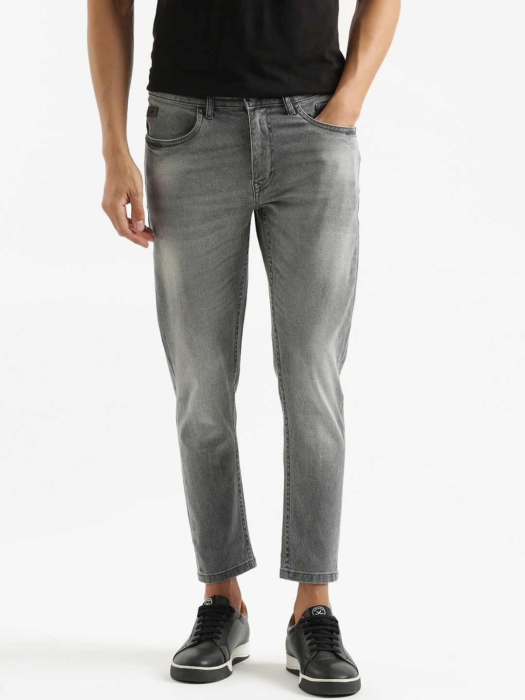 

WROGN Men Grey Skinny Fit Heavy Fade Mid-Rise Cotton Jeans