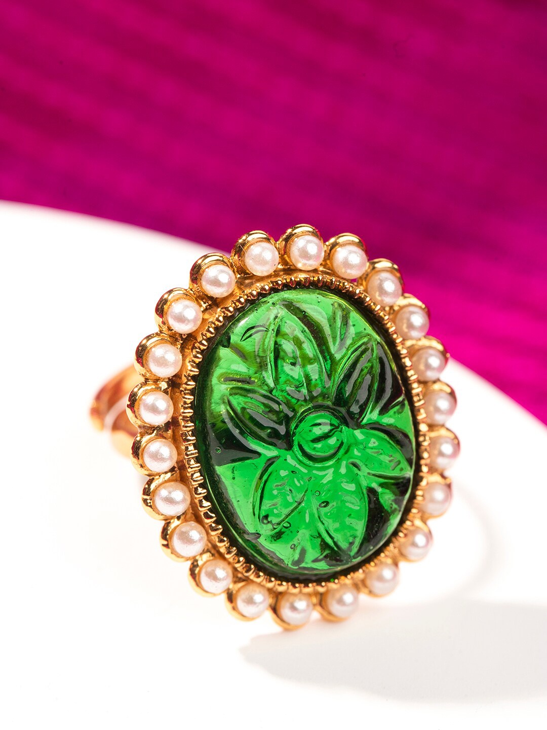 

Priyaasi Gold-Plated Stone-Studded Finger Ring