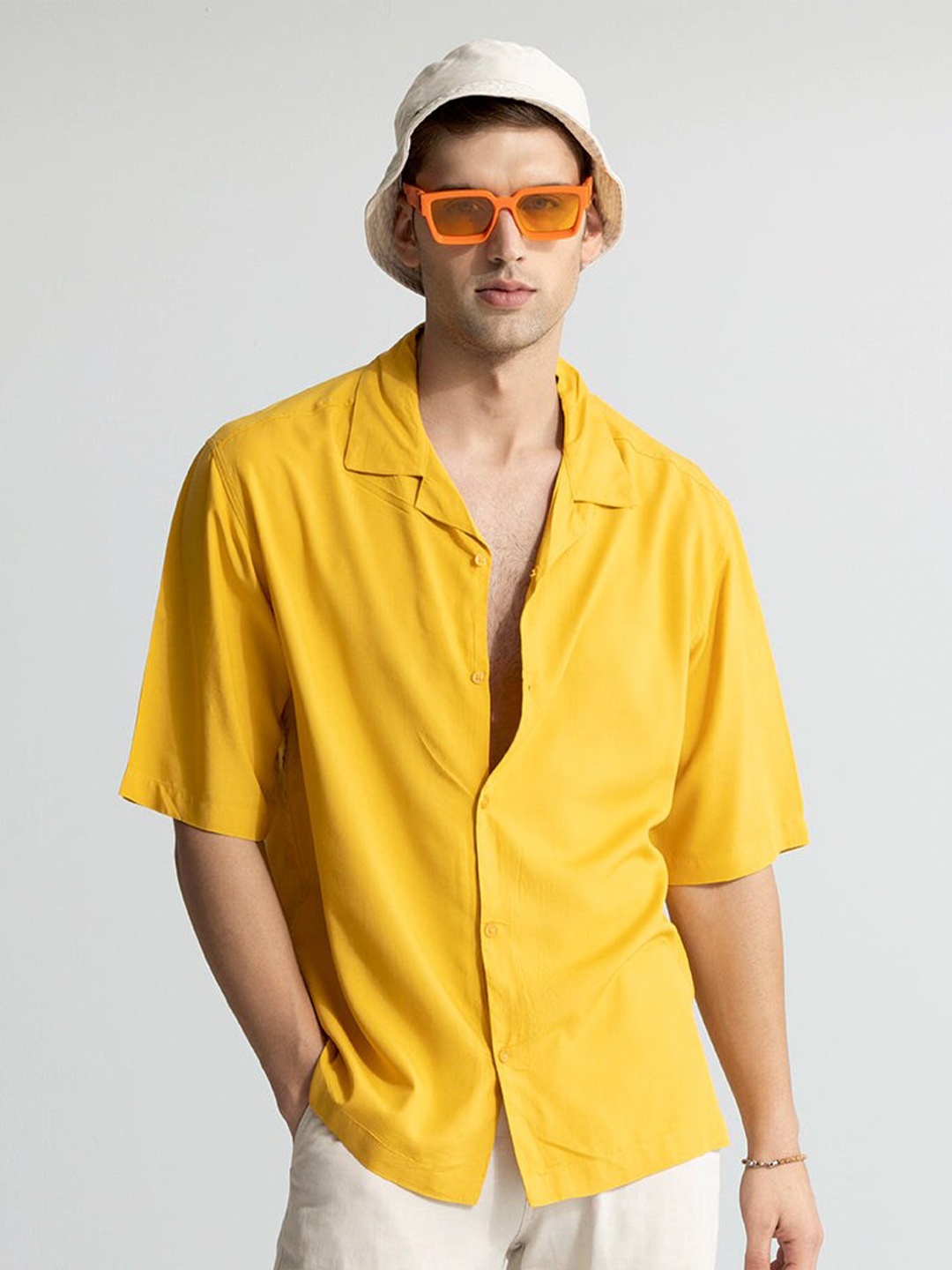 

Snitch Yellow Classic Slim Fit Oversized Casual Shirt