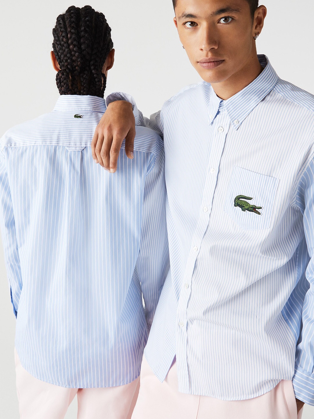 

Lacoste Unisex Striped Tailored Fit Cotton Casual Shirt, Blue
