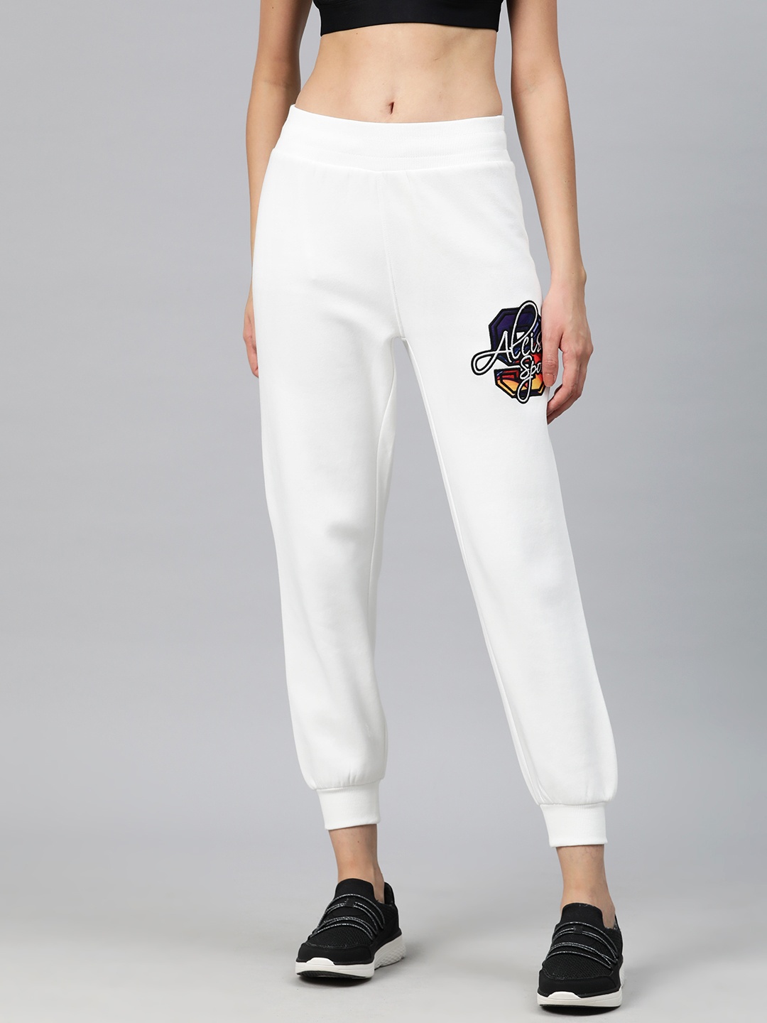 

Alcis Typography Embroidered Sports Track Pants, White