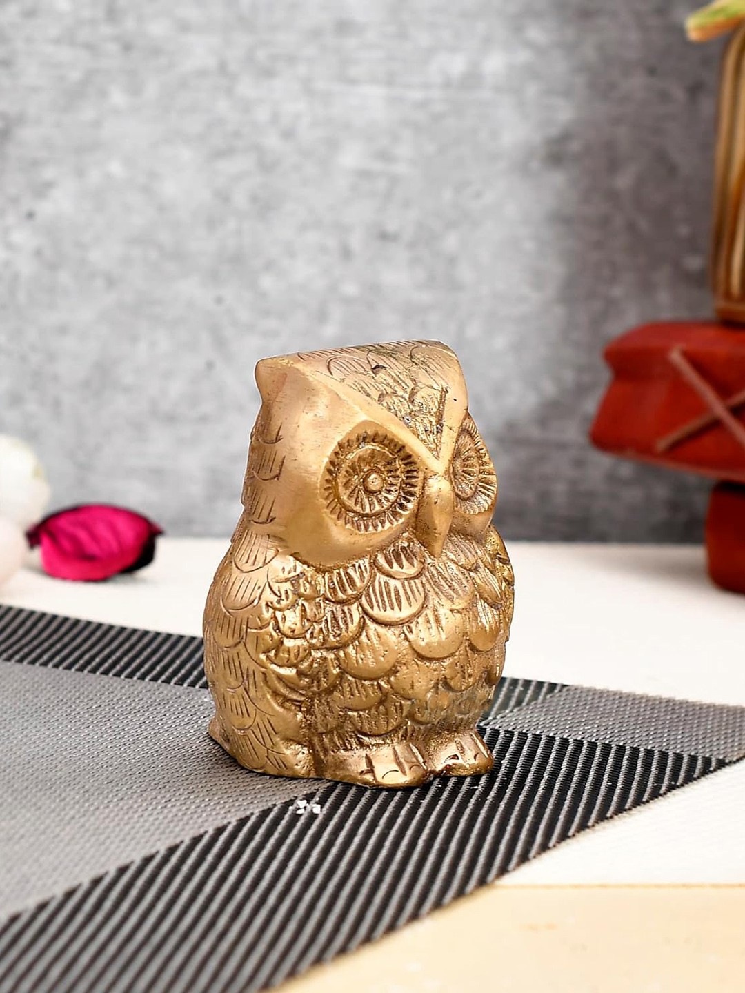

Ascension Golden Figurine of Sitting Owl Brass Showpiece, Gold