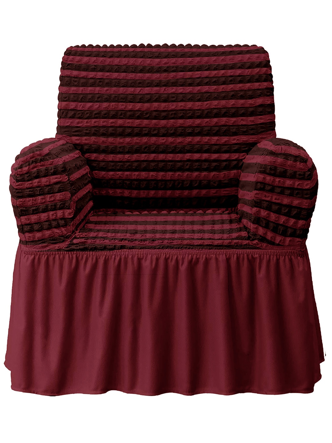 

Cortina Maroon Striped One Seater Sofa Cover With Skirt