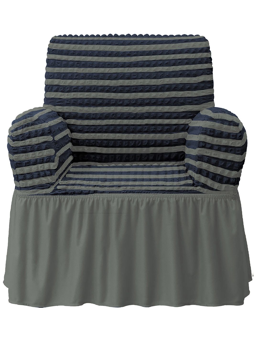 

Cortina Grey & Blue Striped 1 Seater Sofa Cover With Skirt