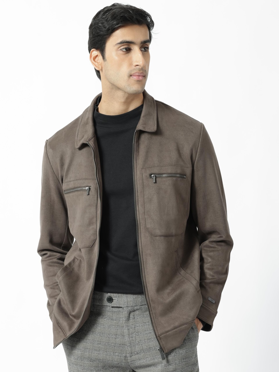 

RARE RABBIT Men Bax Strectch Regular Fit Spread Collar Jacket, Grey