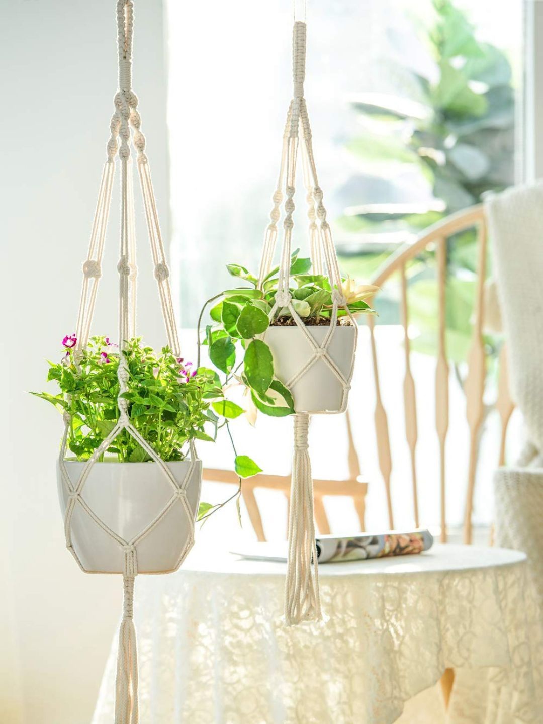 

ecofynd Off White 2 Pieces Macrame Plant Hanger