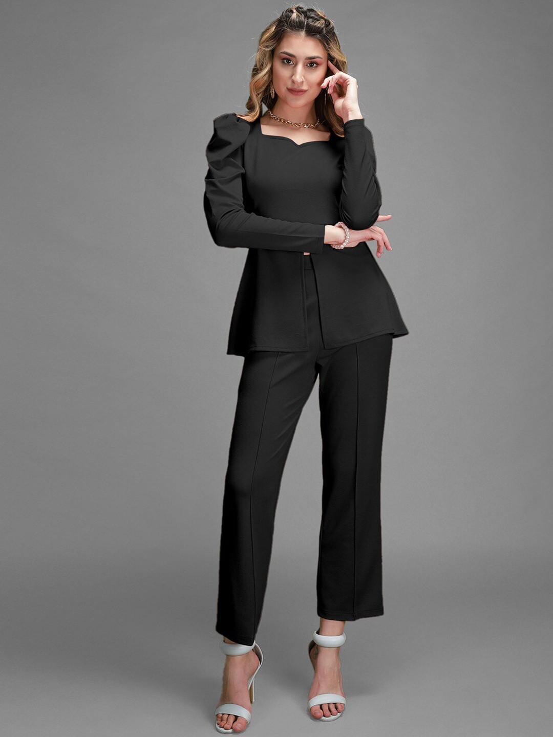 

Ziva Fashion Top With Trousers Co-Ords, Black