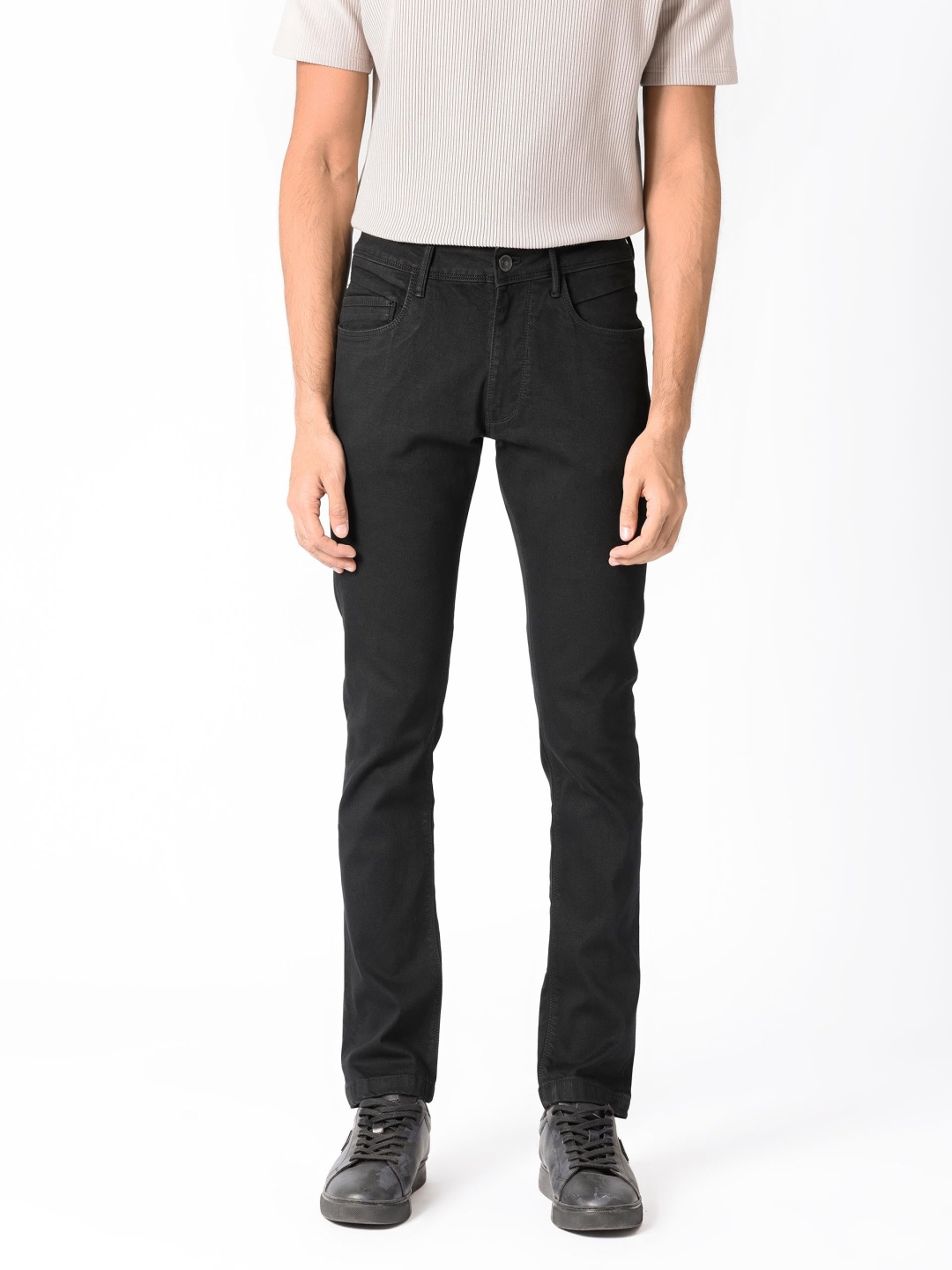 

RARE RABBIT Men Hawkins Slim Fit Stretchable Cotton Jeans, Black