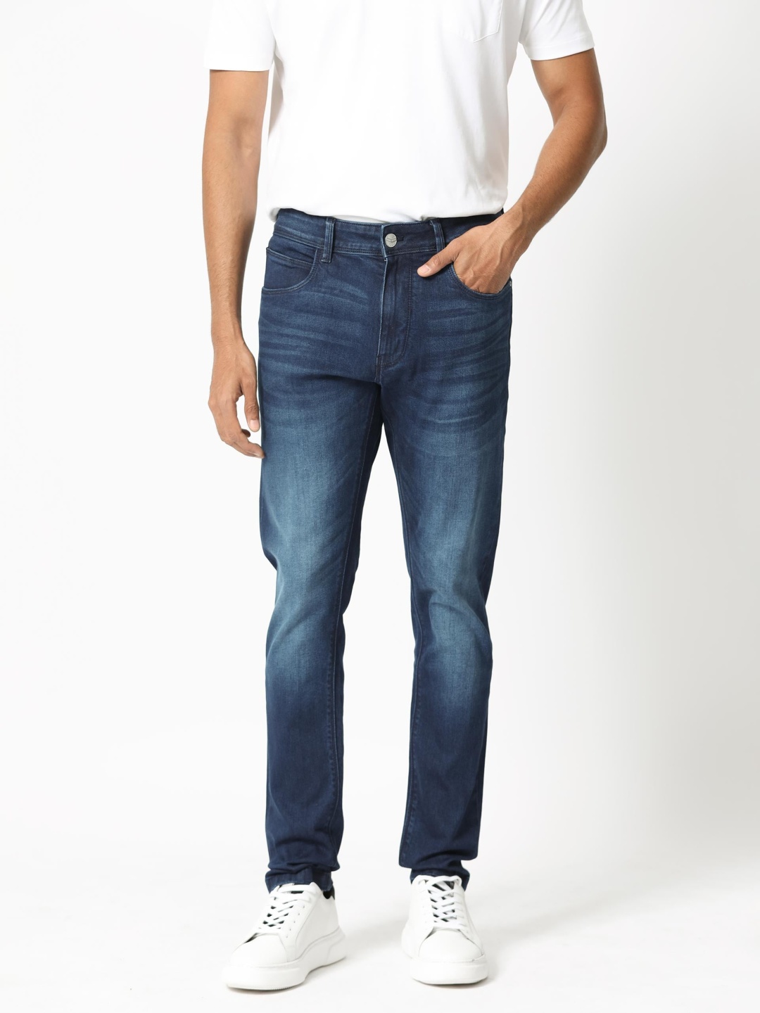 

RARE RABBIT Men Night Slim Fit Mid-Rise Stretchable Jeans, Blue