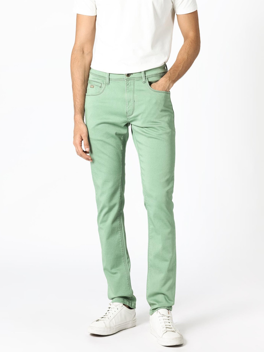 

RARE RABBIT Men Essen Slim Fit Mid-Rise Stretchable Jeans, Green