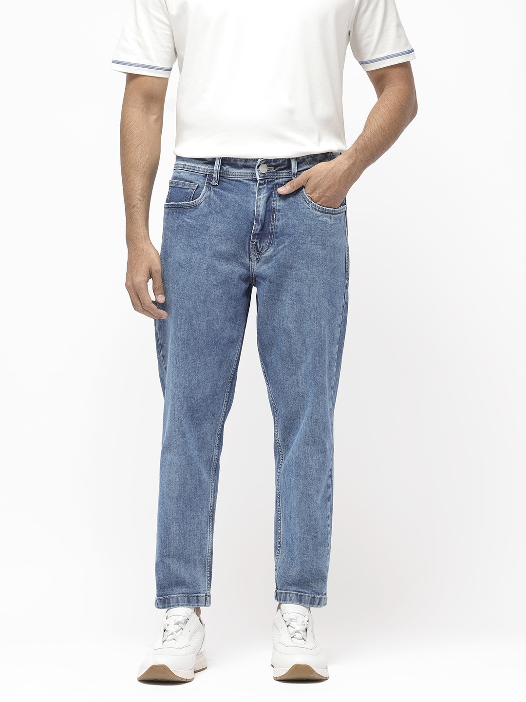 

RARE RABBIT Men Sam Carrot Fit Mid-Rise Stretchable Jeans, Blue