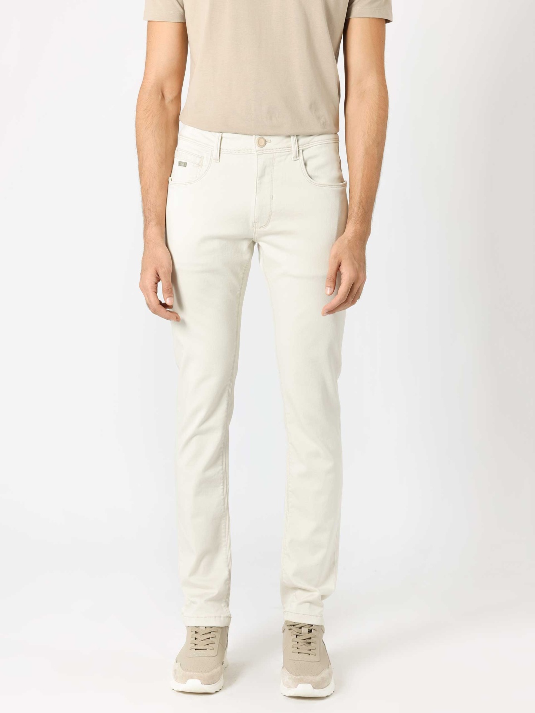 

RARE RABBIT Men Essen Slim Fit Cotton Jeans, Off white