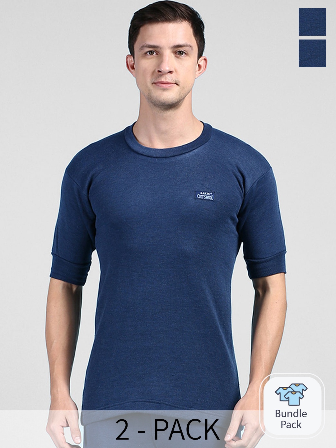 

Lux Cottswool Pack Of 2 Round Neck Thermal Top, Blue