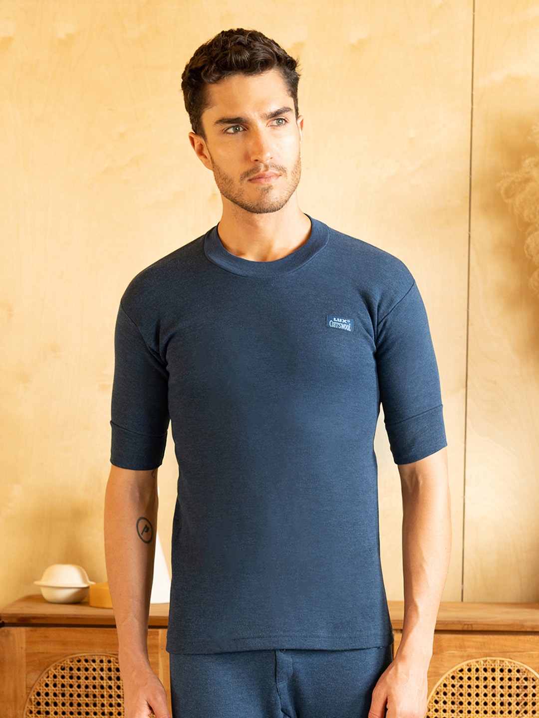 

Lux Cottswool Round Neck Thermal T-shirt, Blue