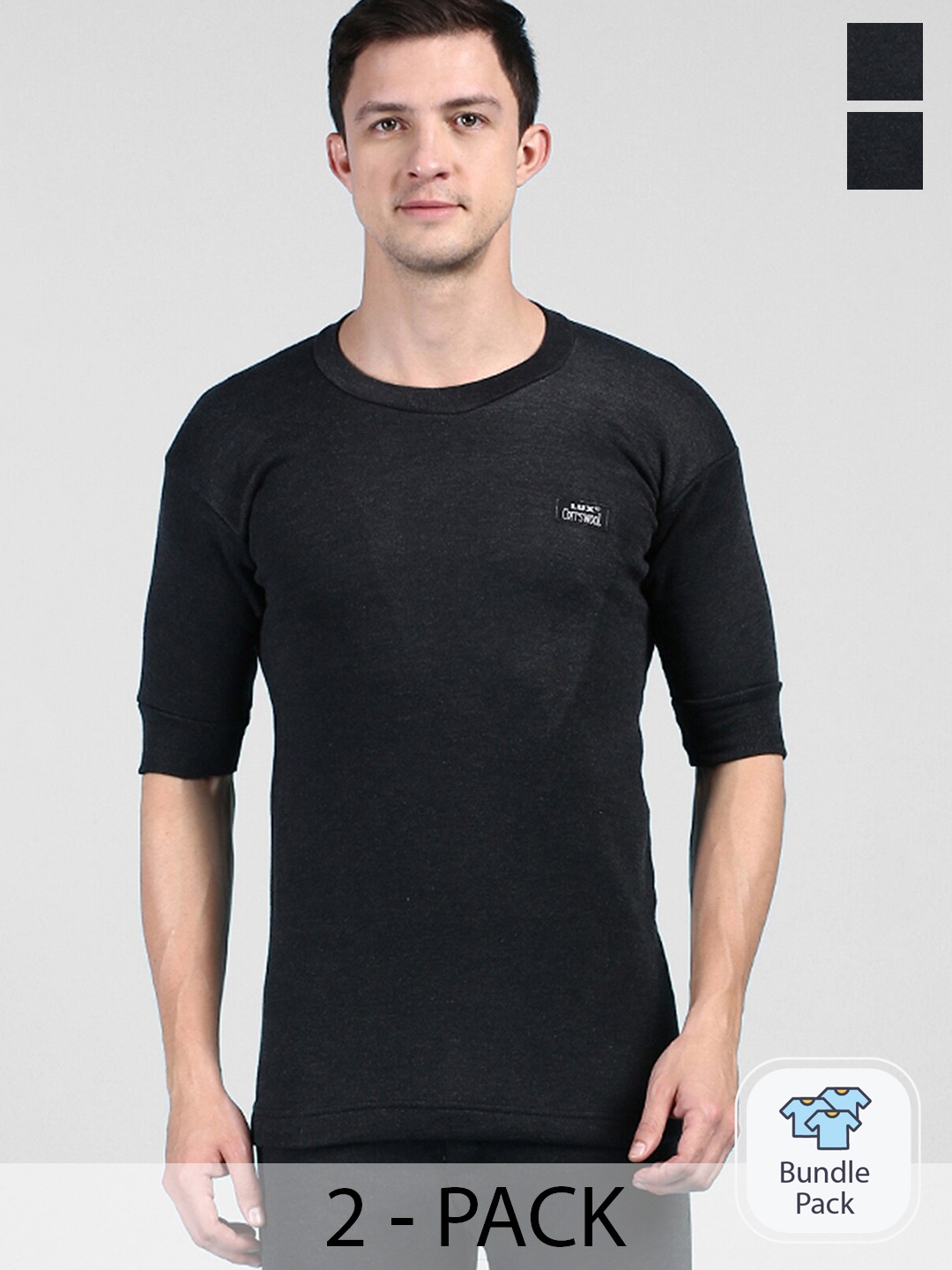 

Lux Cottswool Pack Of 2 Thermal T-shirts, Black