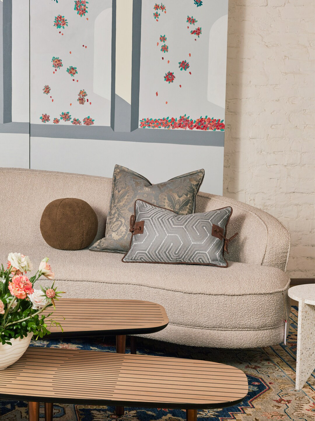 

Eris Home Grey Ethnic Motifs Silk Square Cushion Cover