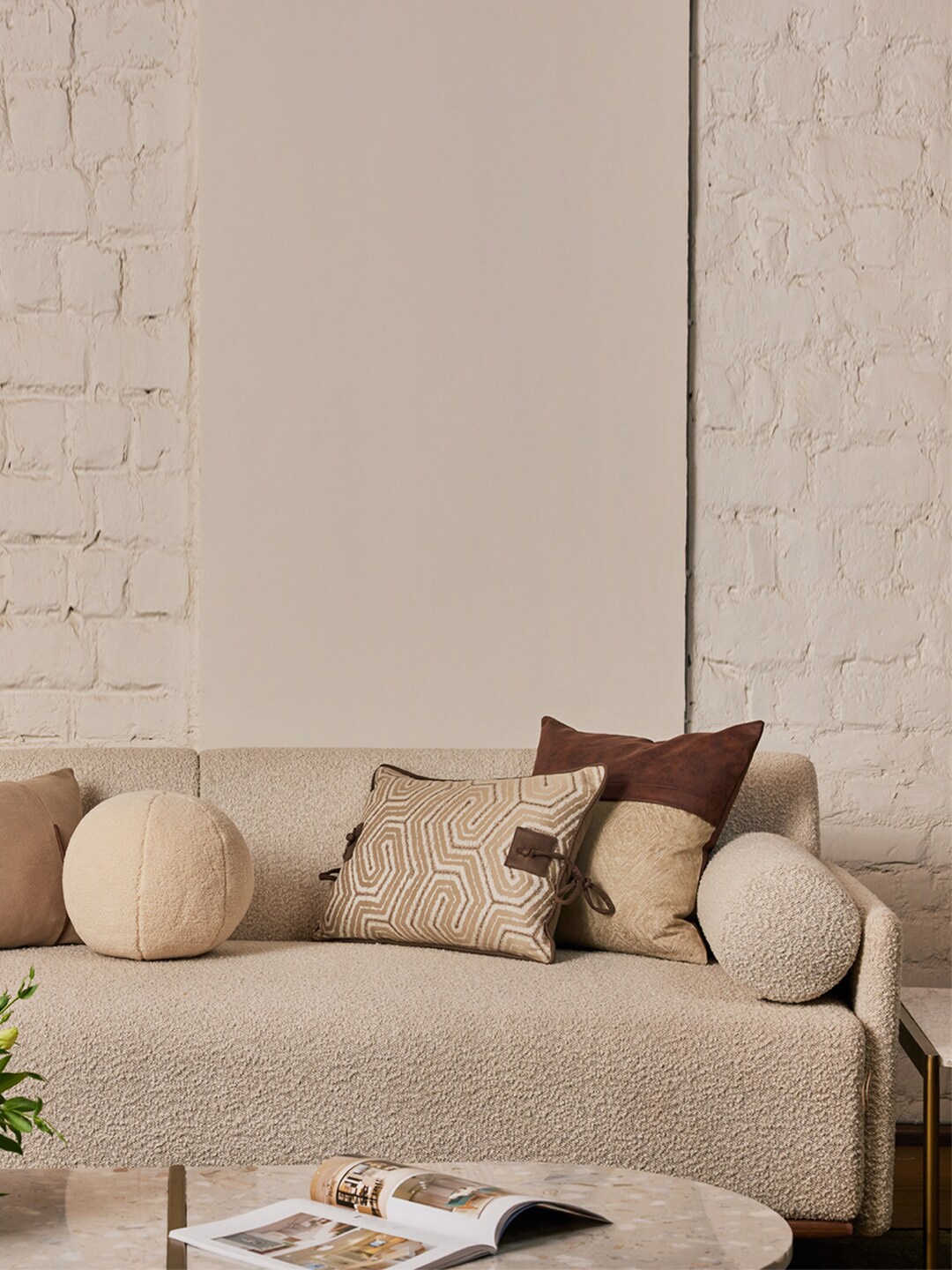 

Eris Home Cream-Coloured & Brown Geometric Silk Rectangle Cushion Cover