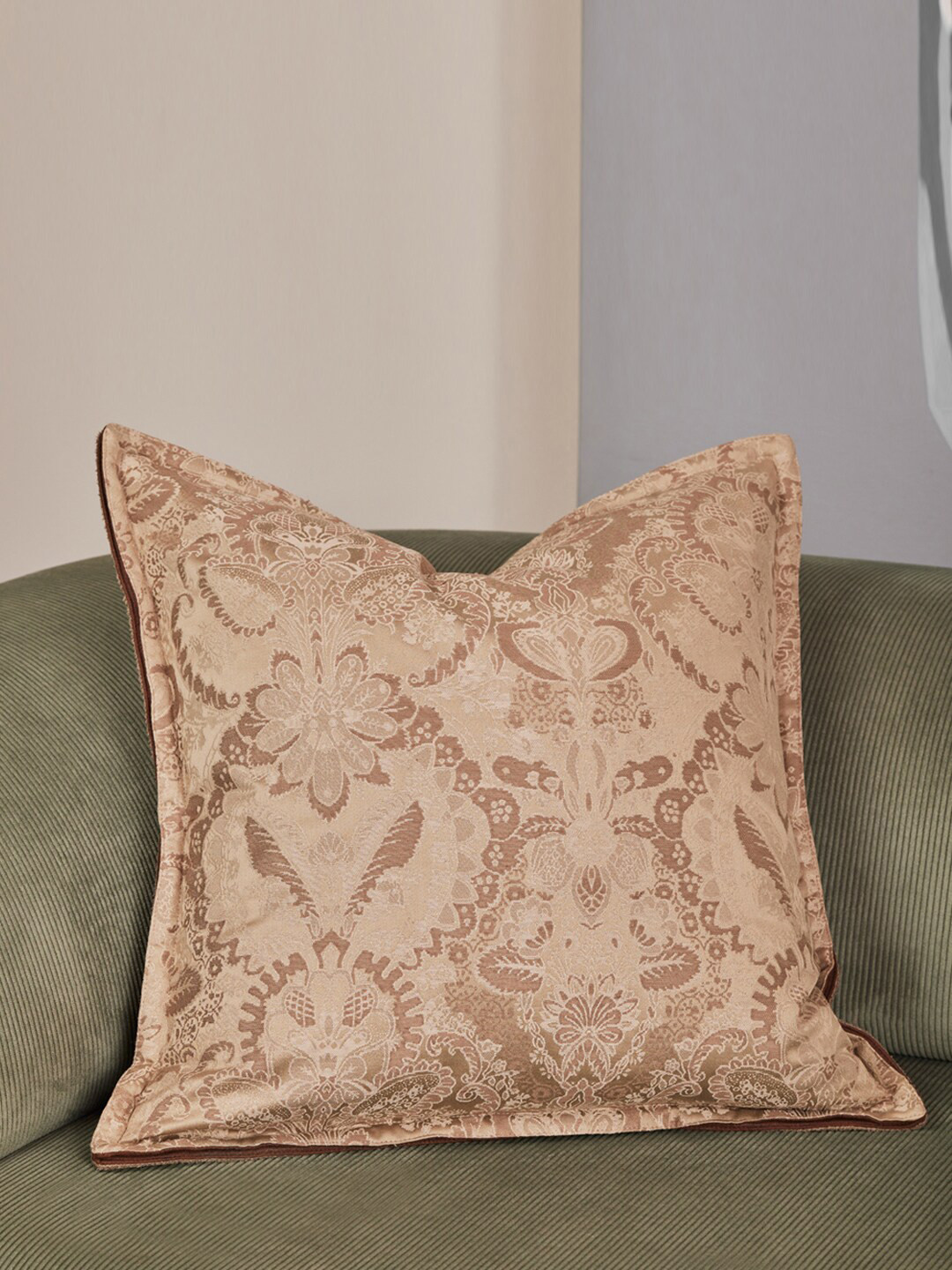 

Eris Home Brown Ethnic Motifs Cotton Silk Square Cushion Cover