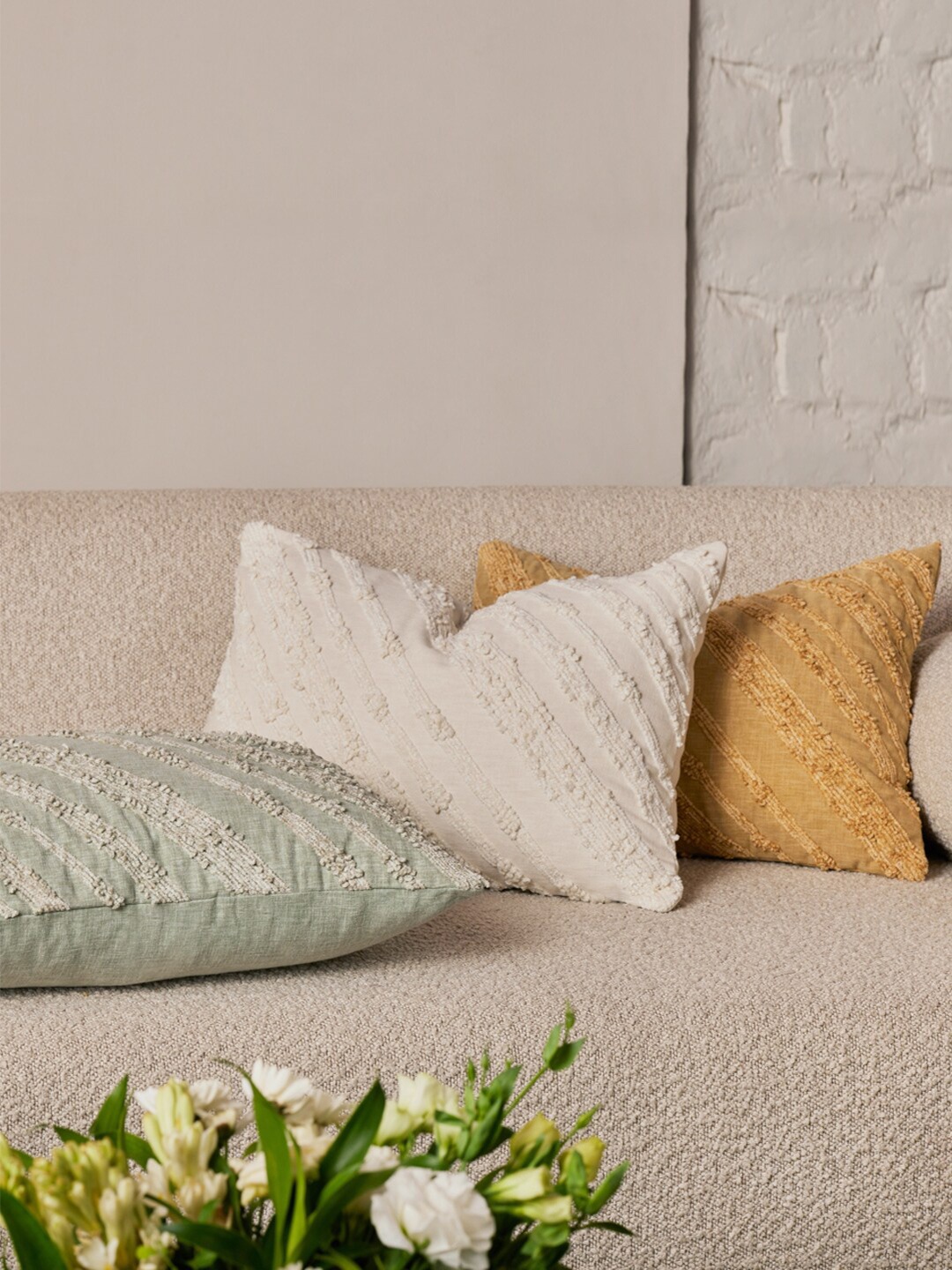

Eris Home Off White Embellished Cotton Rectangle Cushion Cover