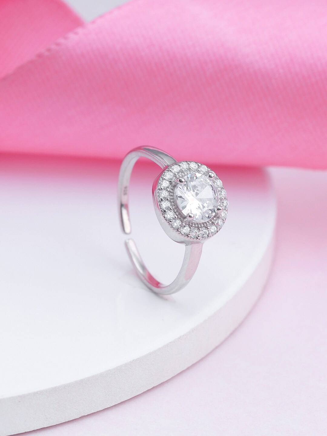 

GIVA 925 Sterling Silver Rhodium-Plated Cubic Zirconia-Studded Finger Ring