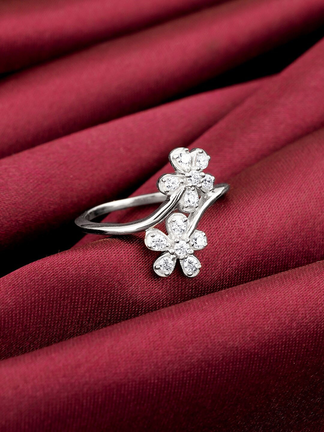 

GIVA Rhodium-Plated Cubic Zirconia 925 Sterling Silver Adjustable Finger Ring
