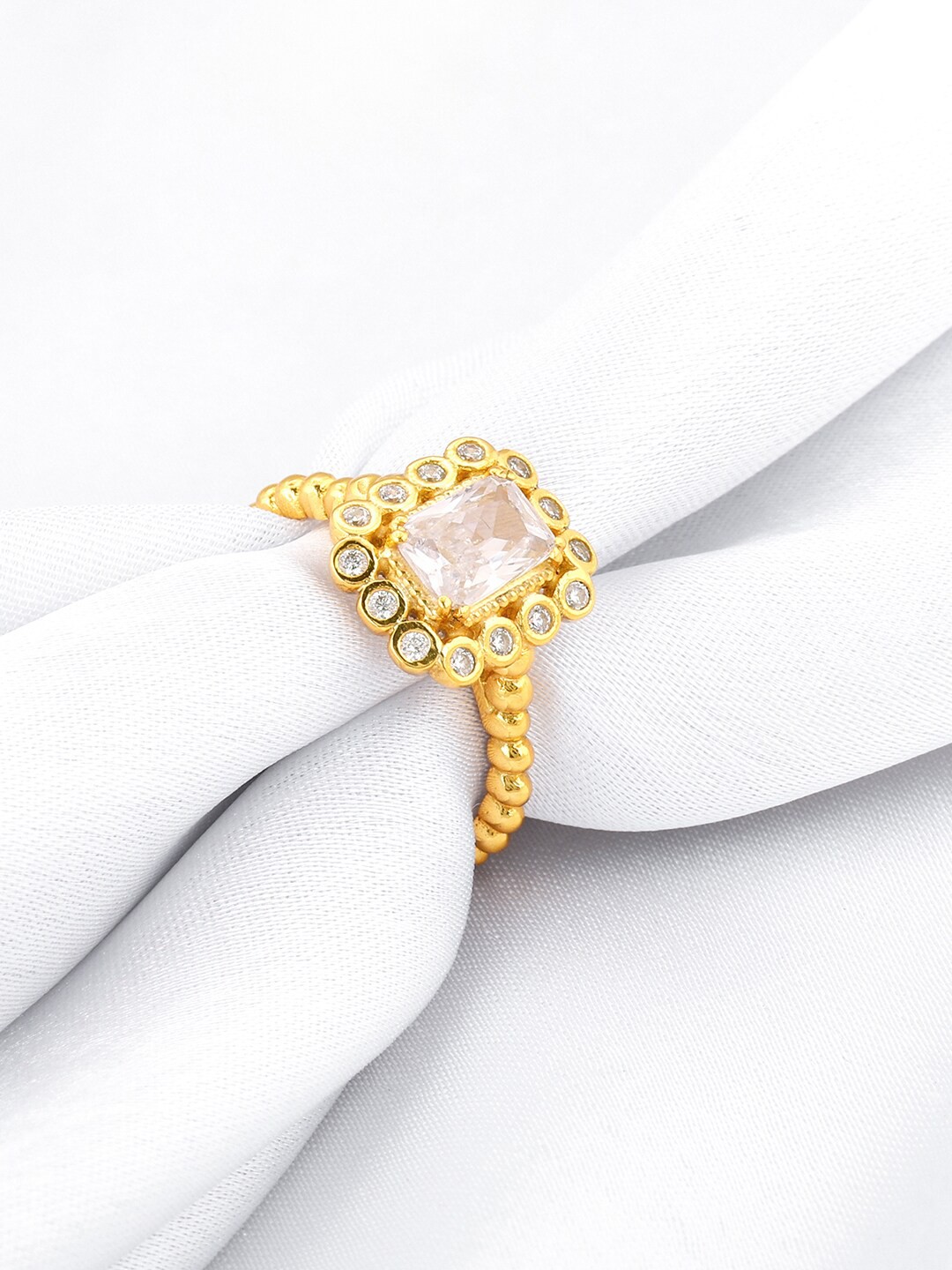 

GIVA Gold-Plated 925 Sterling Silver Cubic Zirconia Adjustable Finger Ring