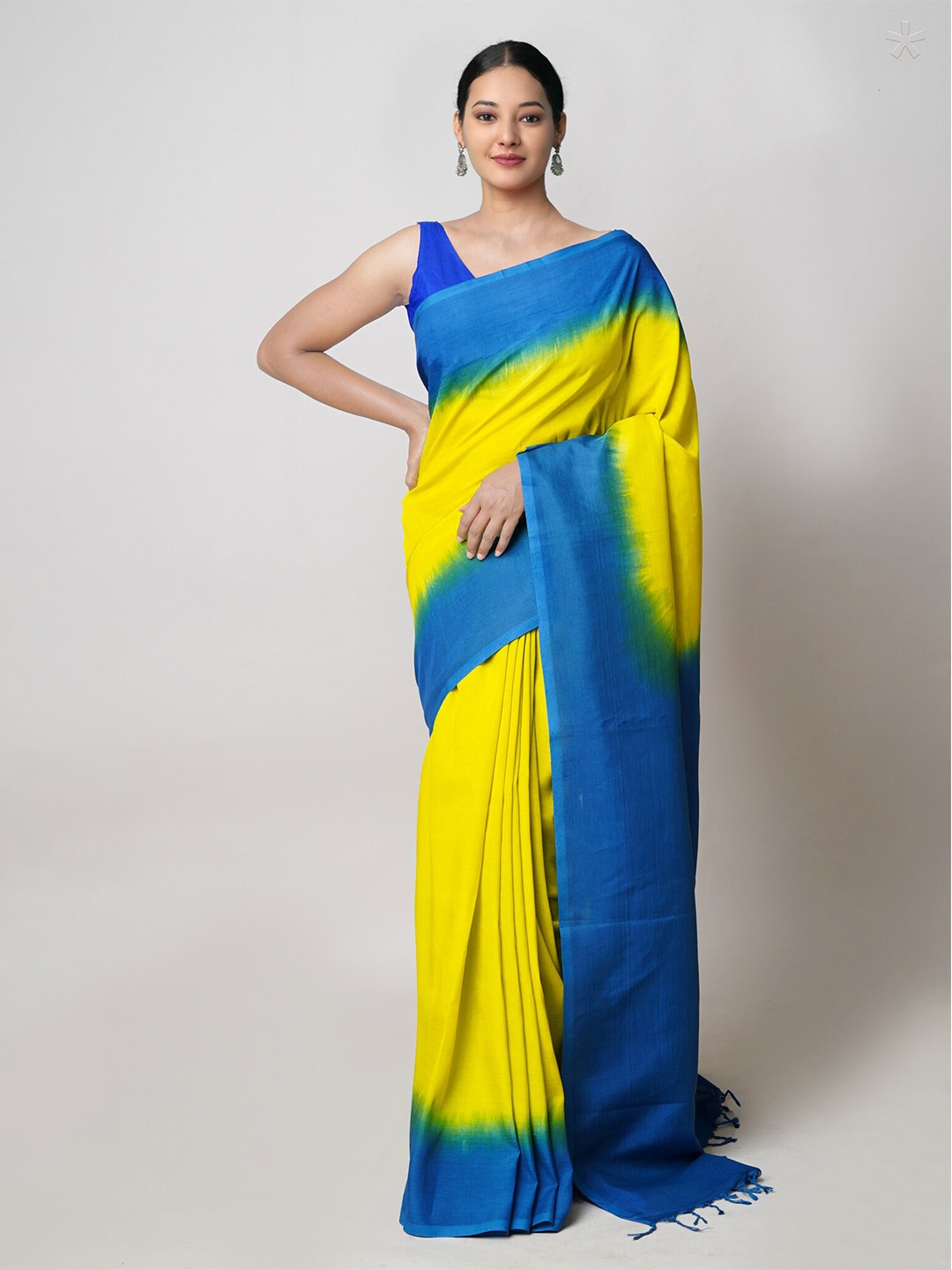 

Unnati Silks Ombre Dyed Mangalagiri Saree, Blue