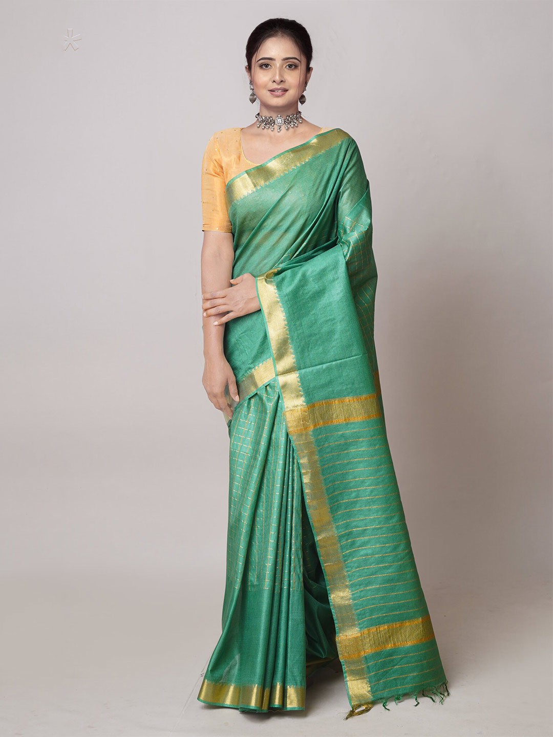 

Unnati Silks Woven Design Zari Mangalagiri Saree, Green