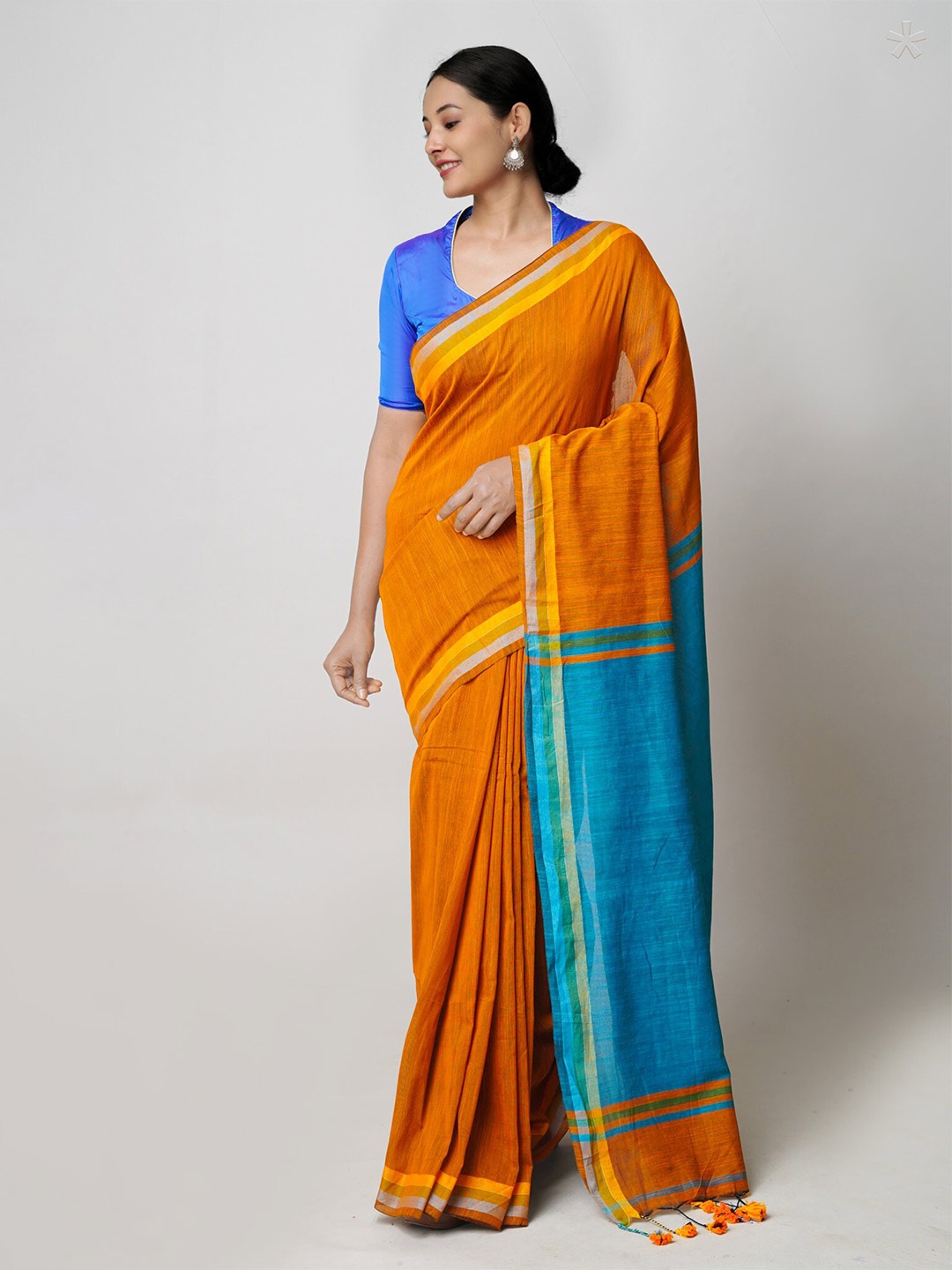 

Unnati Silks Woven Design Jamdani Saree, Orange