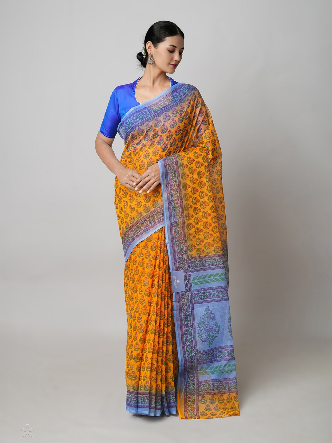 

Unnati Silks Ethnic Motifs Printed Pure Cotton Kota Saree, Orange