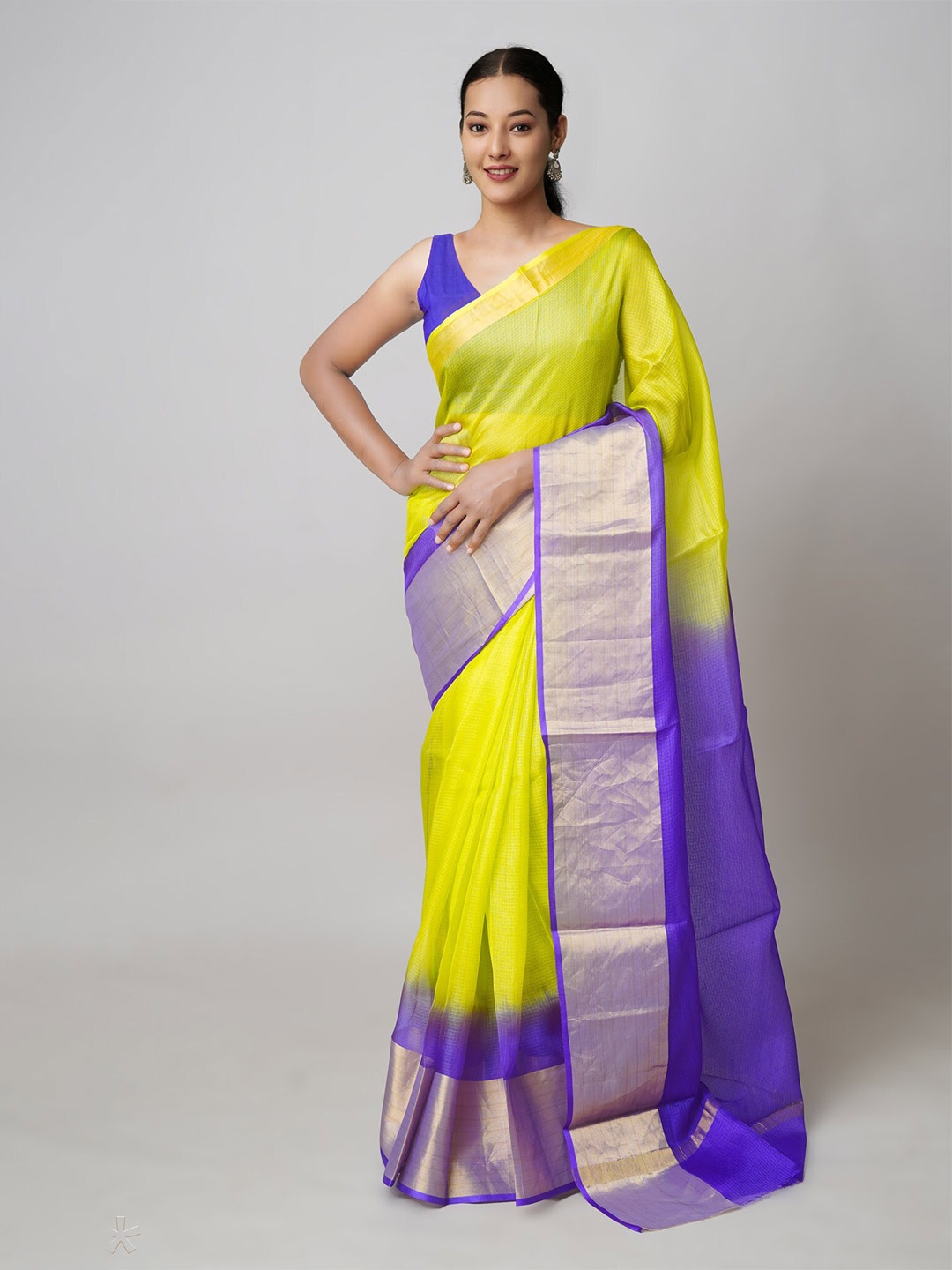 

Unnati Silks Woven Design Zari Pure Silk Kota Saree, Green
