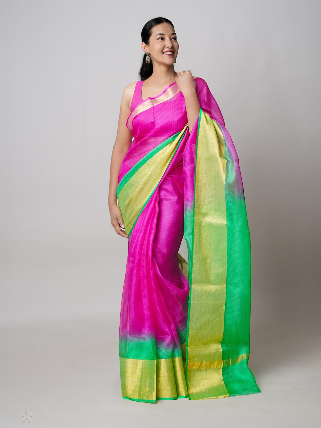 

Unnati Silks Woven Design Zari Pure Silk Kota Saree, Pink