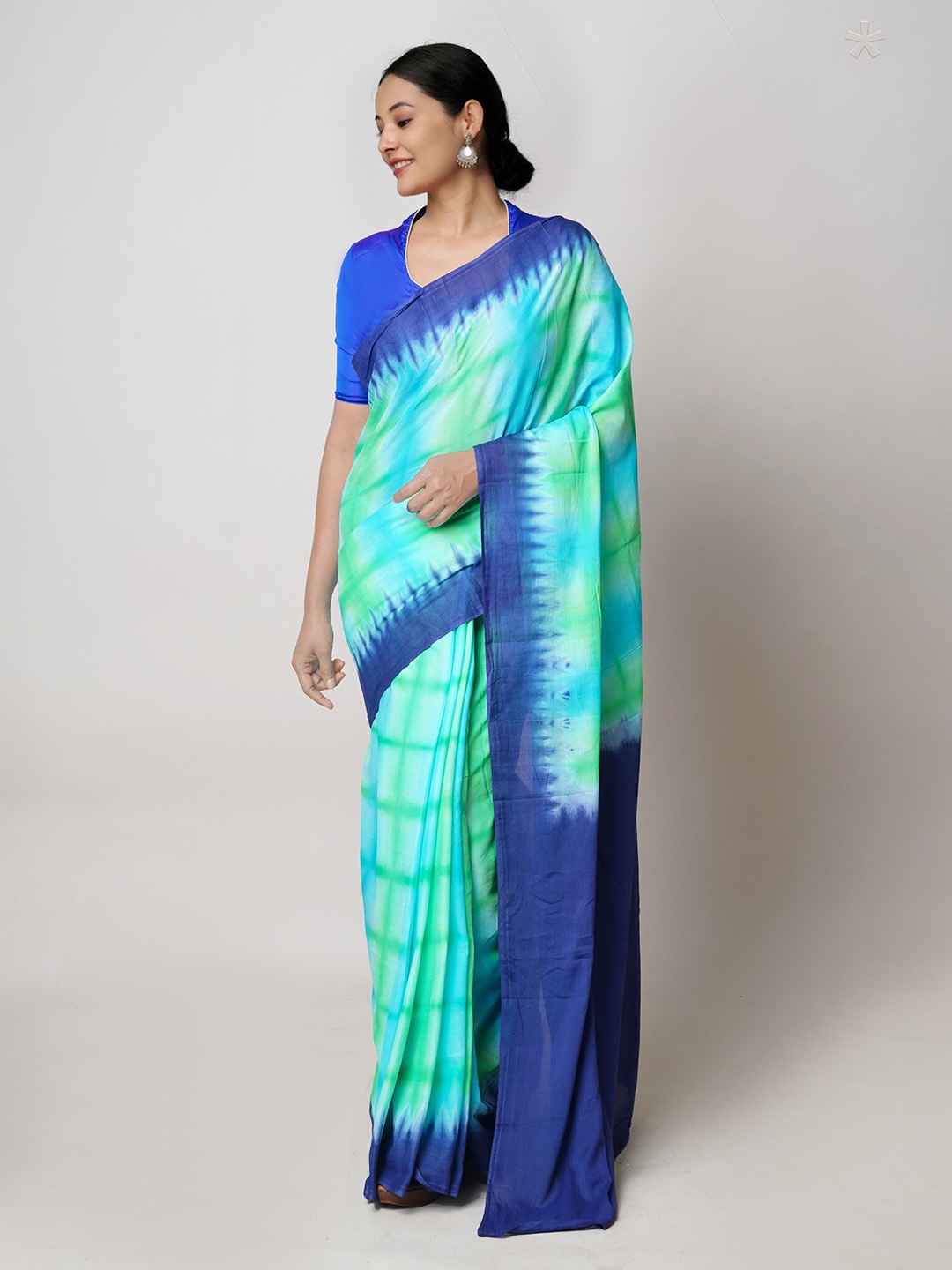 

Unnati Silks Tie and Dye Pure Cotton Leheriya Saree, Green