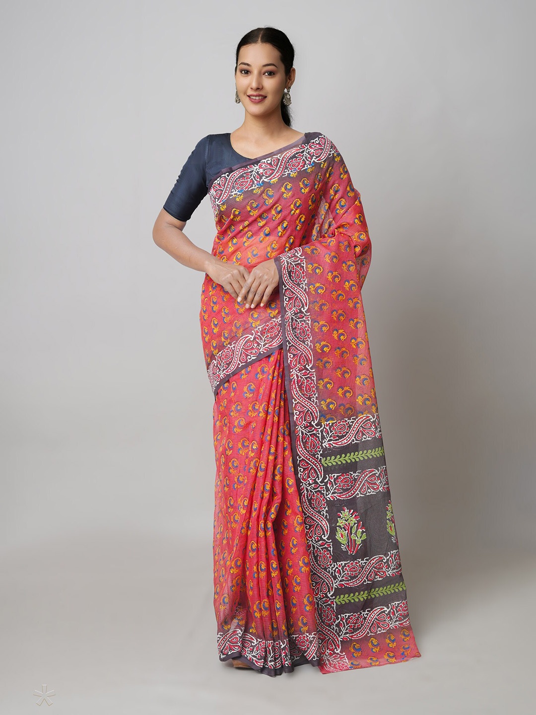 

Unnati Silks Ethnic Motifs Printed Pure Cotton Kota Saree, Red