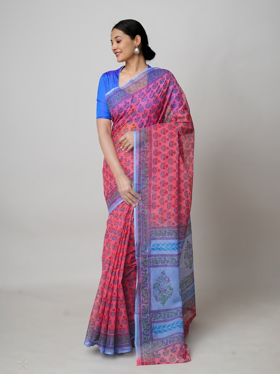 

Unnati Silks Ethnic Motifs Printed Pure Cotton Kota Saree, Peach