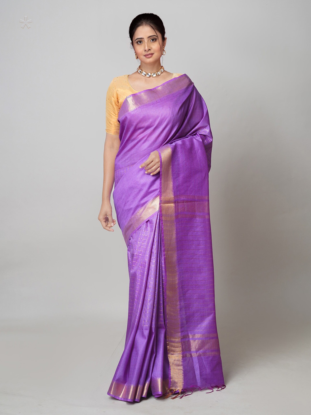 

Unnati Silks Woven Design Zari Silk Cotton Mangalagiri Saree, Purple