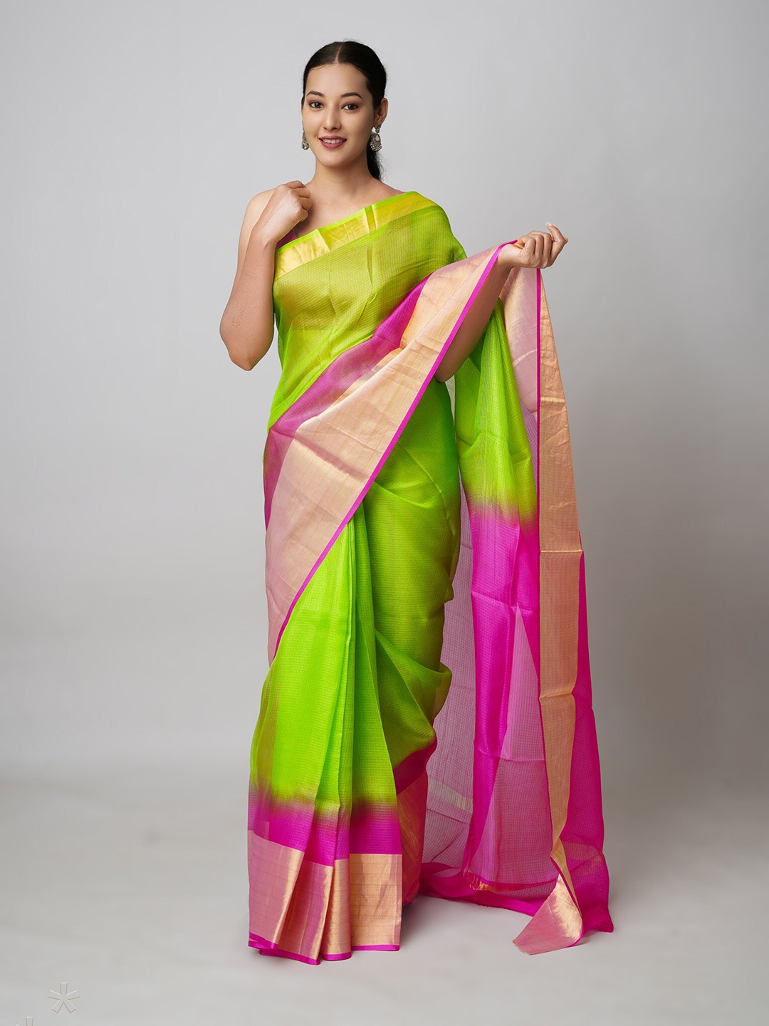 

Unnati Silks Woven Design Zari Pure Silk Kota Saree, Green