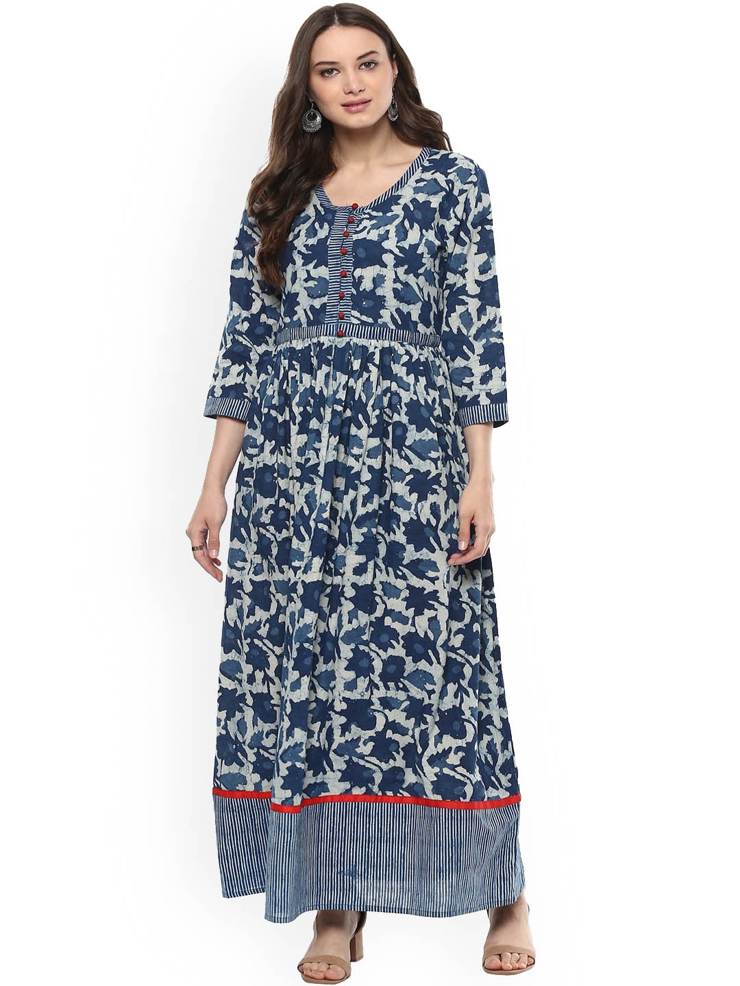 

Geroo Jaipur Abstract Printed Anarkali Kurta, Blue