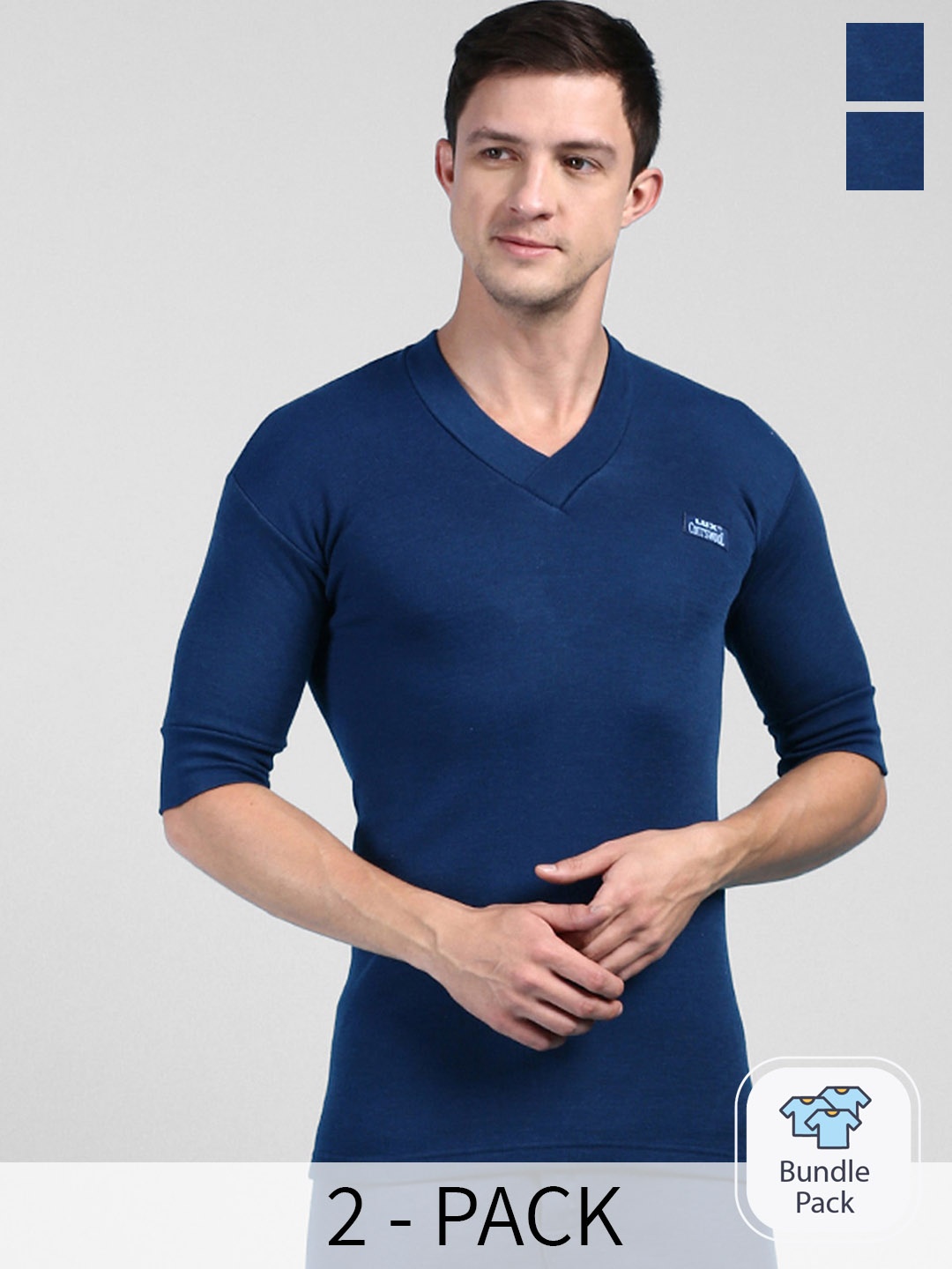

Lux Cottswool Pack Of 2 Round Neck Thermal Tops, Blue