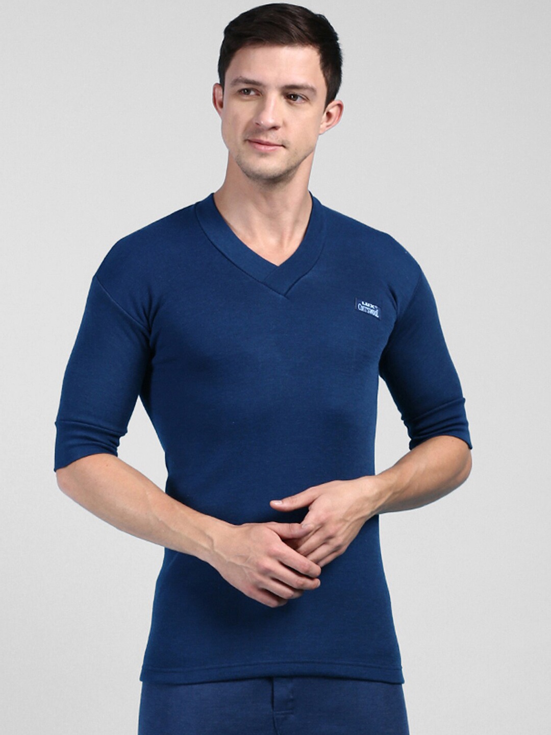 

Lux Cottswool V-Neck Short Sleeves Thermal Top, Blue