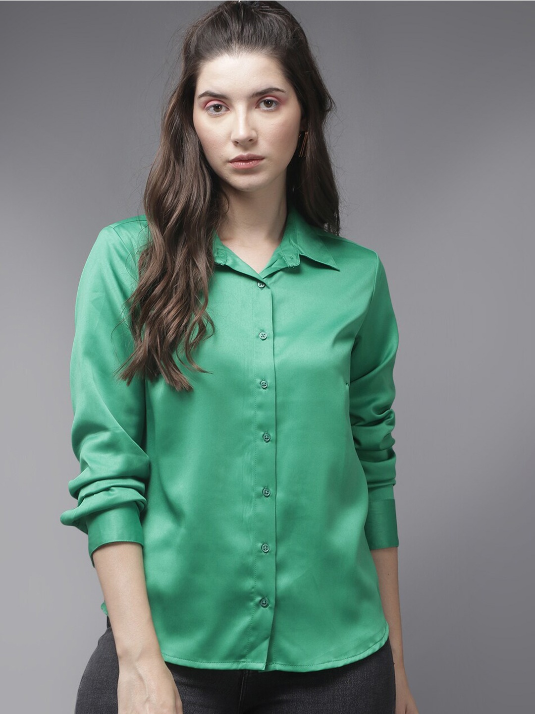 

Roadster Spread Collar Casual Shirt, Green