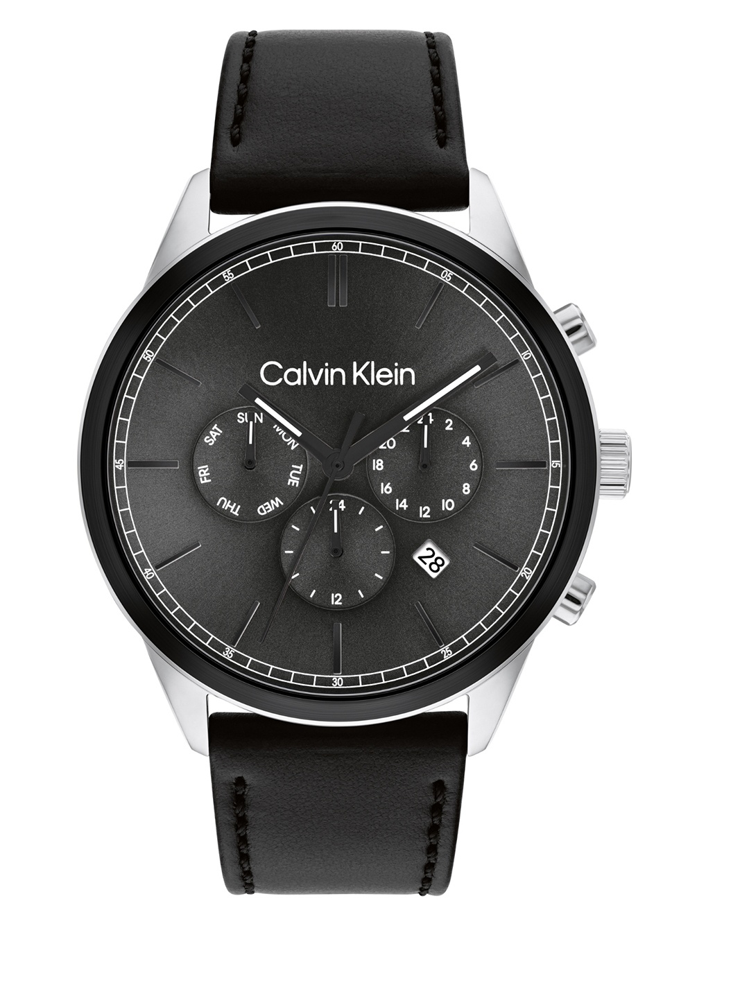 

Calvin Klein Men Infinite Multi function Leather Analogue Watch 25200379, Black