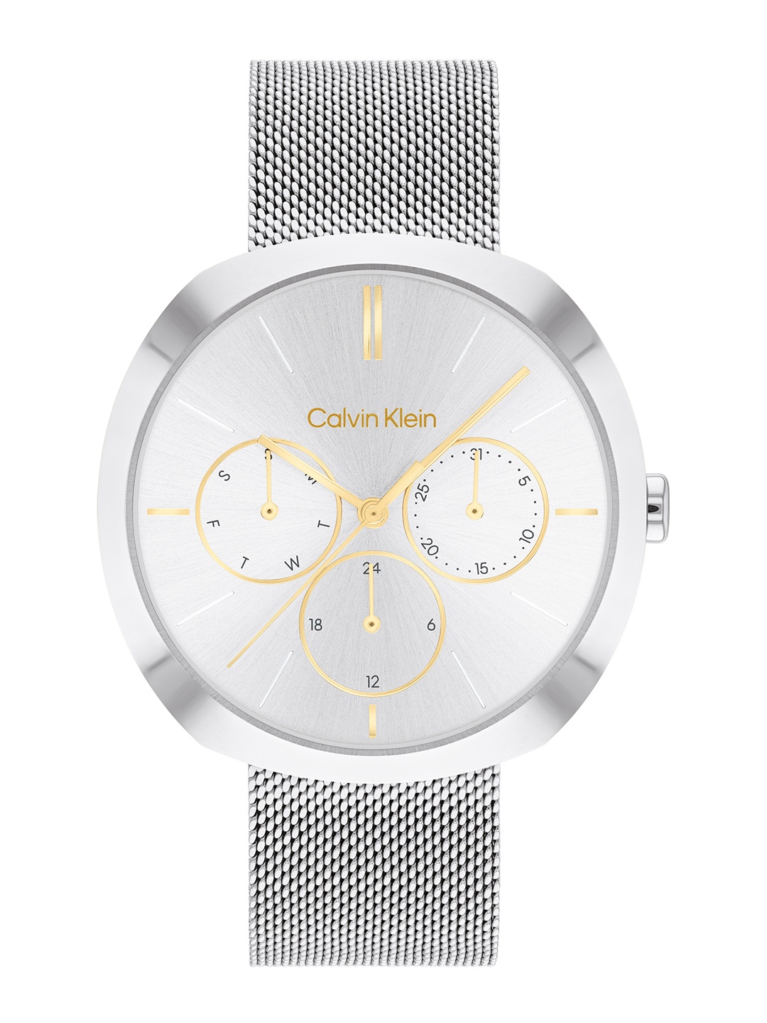

Calvin Klein Women Shape Stainless Steel Textured Analogue Watch 25200338, Silver