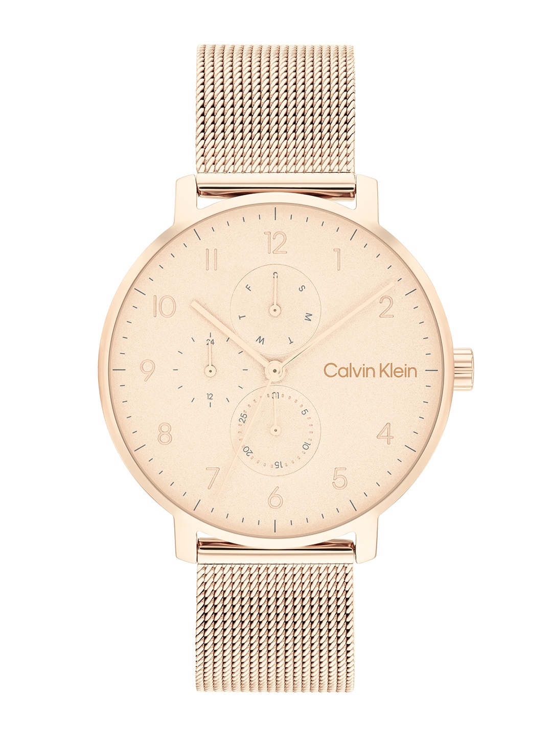 

Calvin Klein Unisex Stun Stainless Steel Textured Analogue Watch 25200402, Rose gold