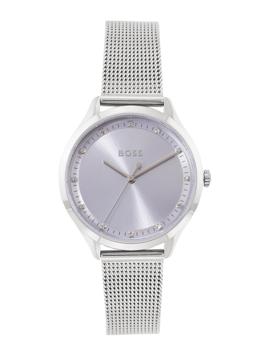 

BOSS Women Saya Embellished Dial & Stainless Steel Bracelet Straps Analogue Watch 1502667, Silver