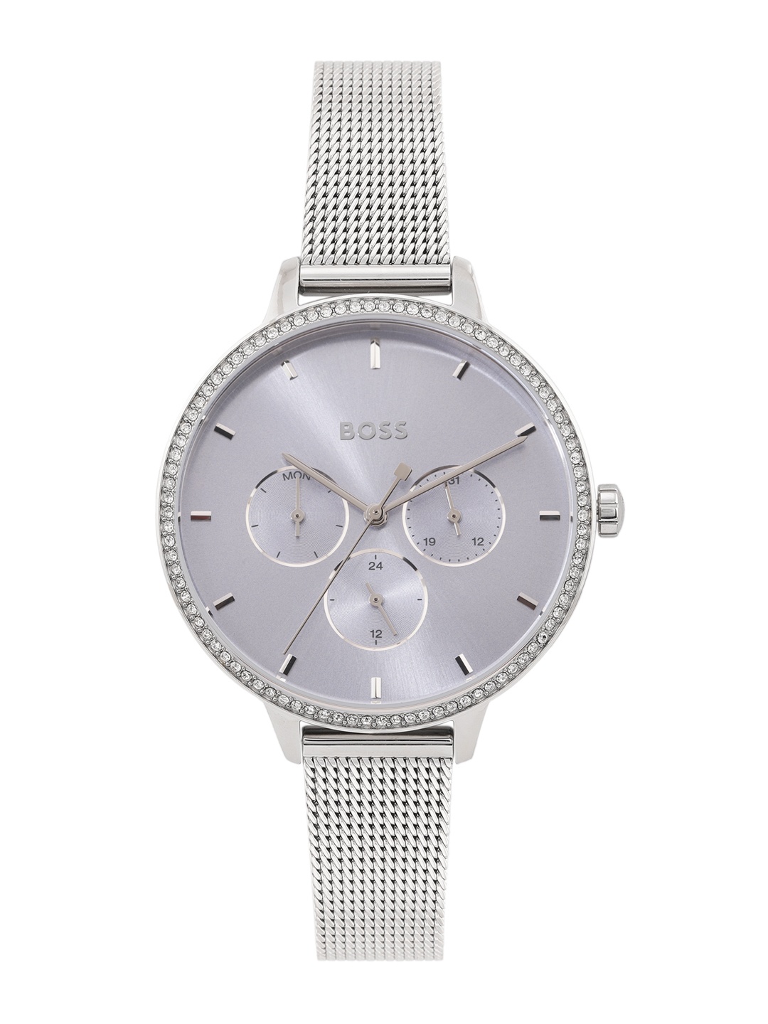 

BOSS Women Prime Embellished Dial & Stainless Steel Bracelet Straps Analogue Watch 1502662, Silver