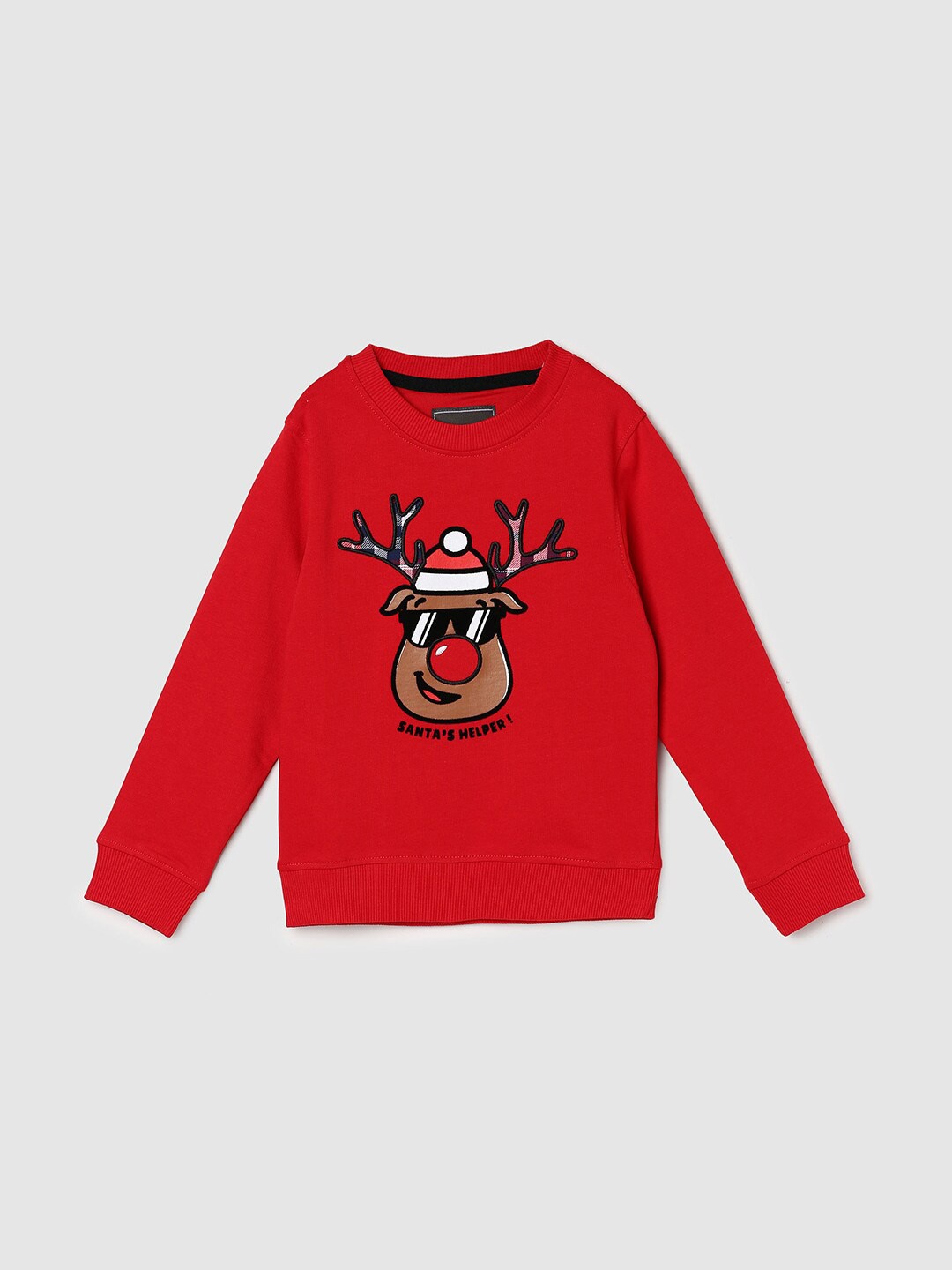 

max Boys Graphic Printed Pure Cotton Sweatshirt, Red